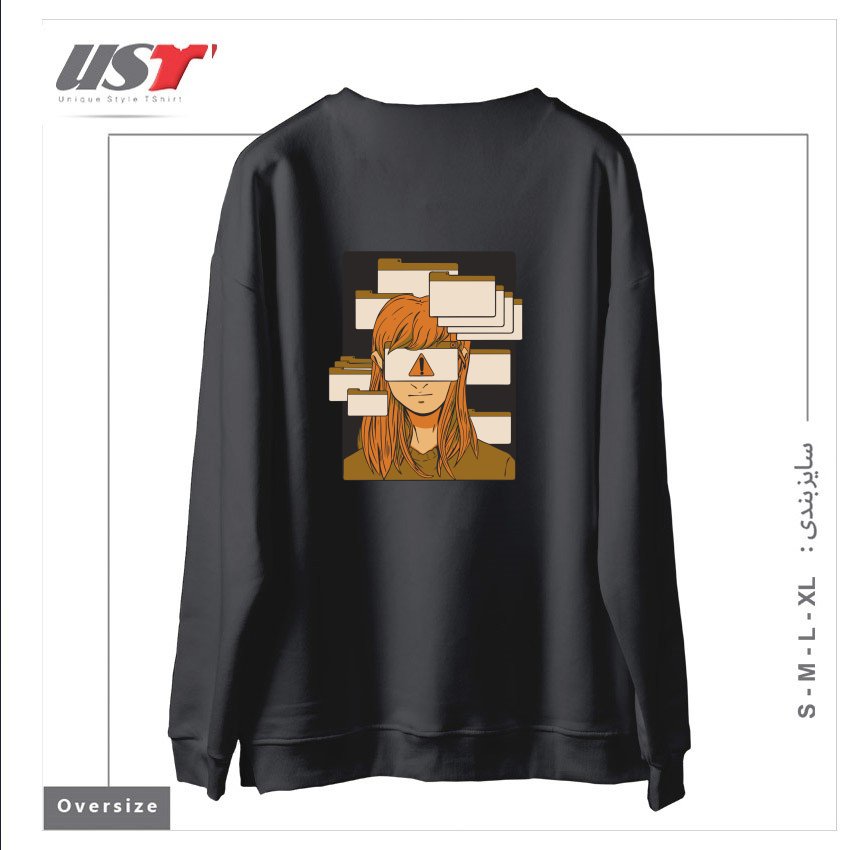 طرح WOMAN WITH COMPUTER TABS  ADHD سوییشرت اورسایزرنگ دودی