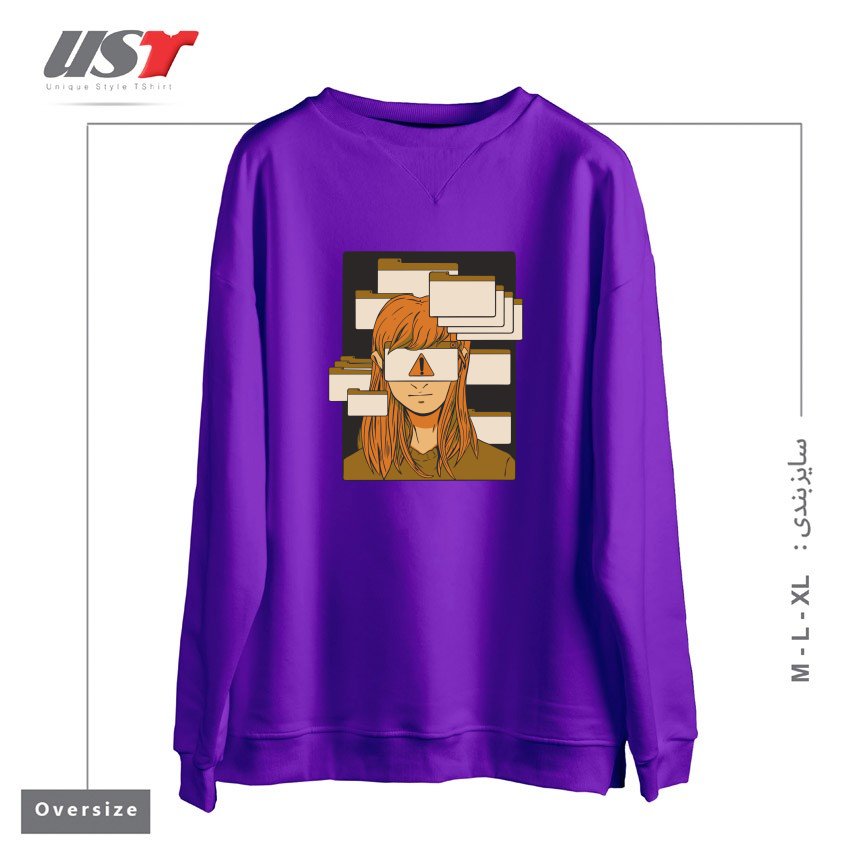 طرح WOMAN WITH COMPUTER TABS  ADHD سوییشرت اورسایزرنگ بنفش