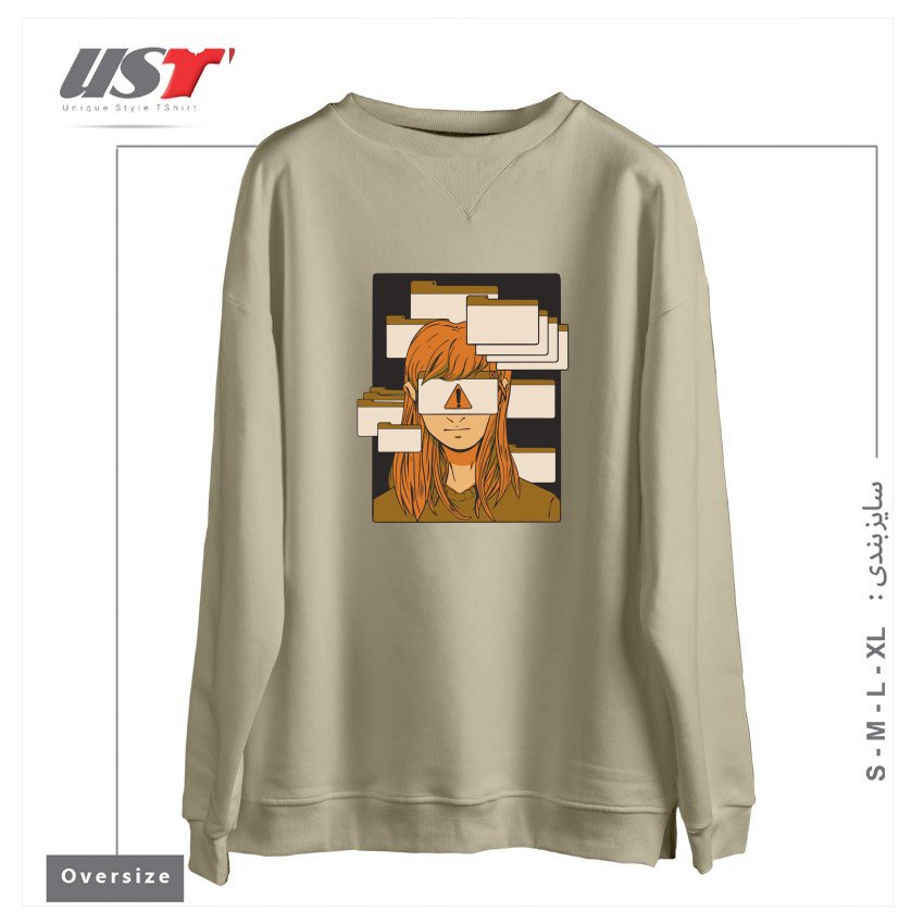 سوییشرت اورسایز طرح WOMAN WITH COMPUTER TABS  ADHD