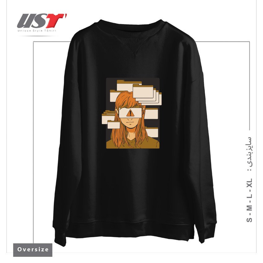 طرح WOMAN WITH COMPUTER TABS  ADHD سوییشرت اورسایزرنگ مشکی