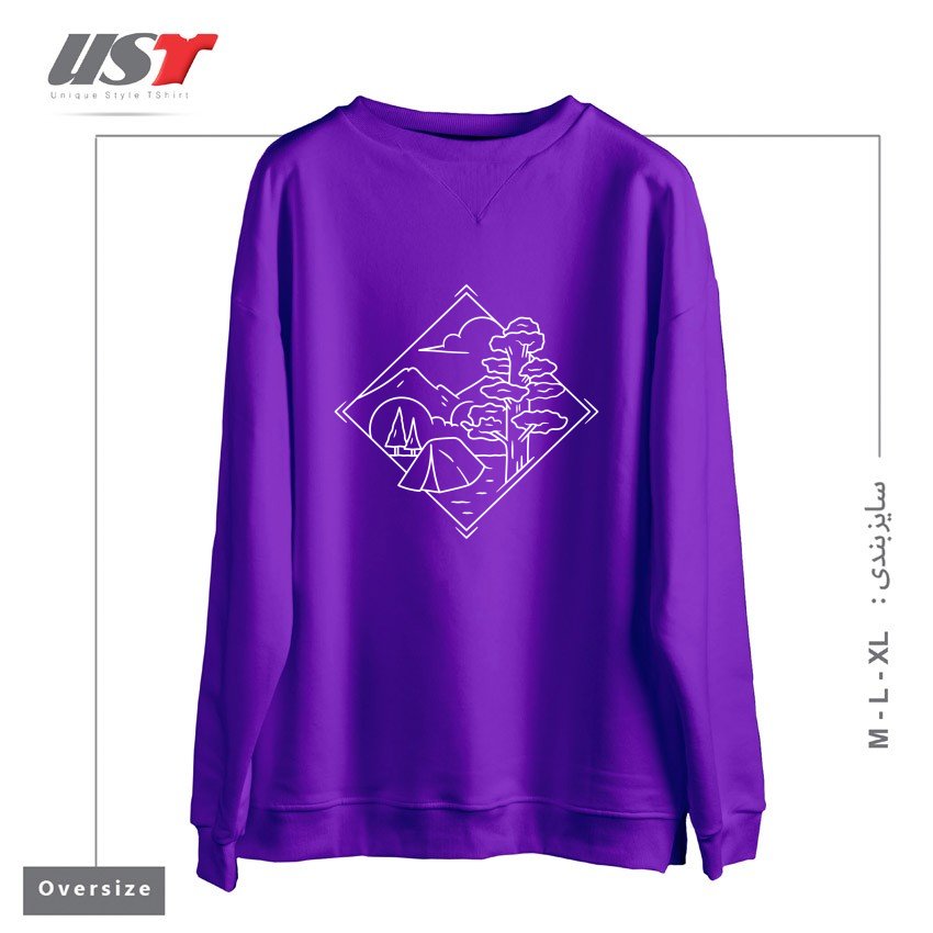 سوییشرت اورسایز طرح CAMPING RACTANGLE