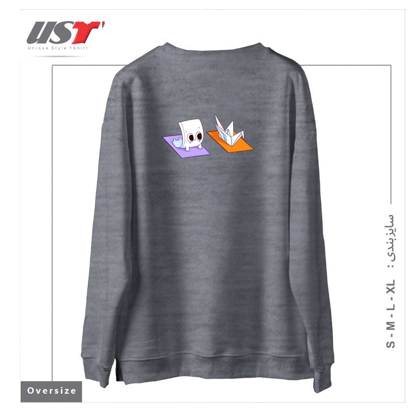 طرح YOGA CLASS سوییشرت اورسایزرنگ طوسی ملانژ