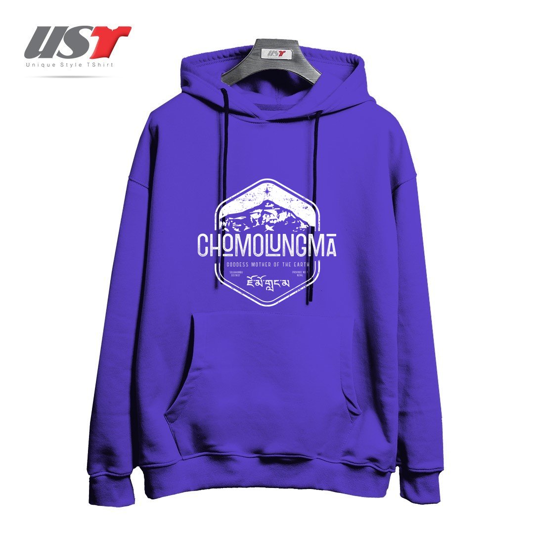 طرح CHOMOLUNGMA GODDESS MOTHER OF THE EARTH WHITE هودی اورسایزرنگ بنفش