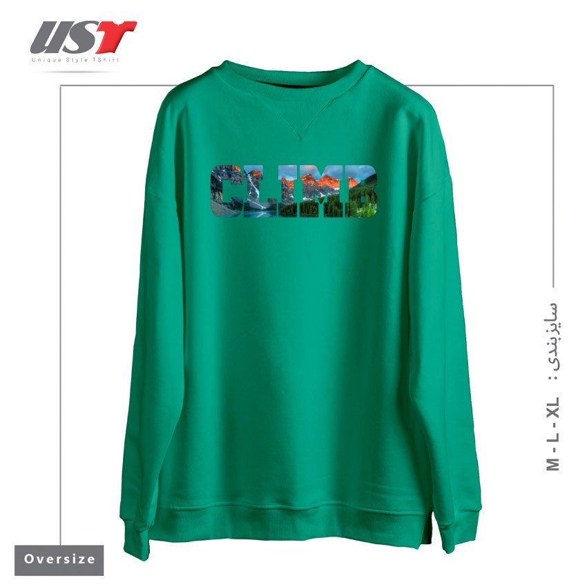 سوییشرت اورسایز طرح CLIMB - LAKE LOUISE