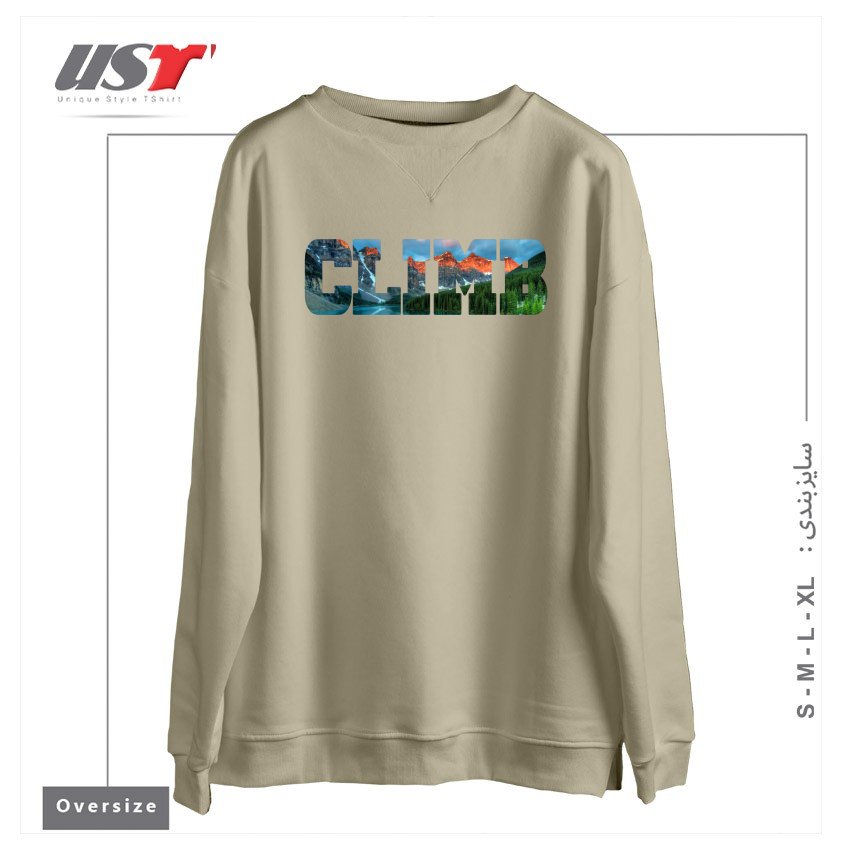 طرح CLIMB - LAKE LOUISE سوییشرت اورسایزرنگ نخودی