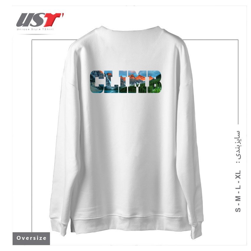 طرح CLIMB - LAKE LOUISE سوییشرت اورسایزرنگ سفید
