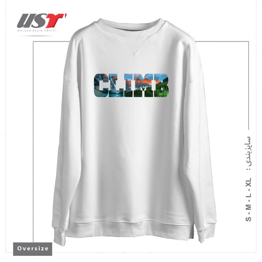 طرح CLIMB - LAKE LOUISE سوییشرت اورسایزرنگ سفید