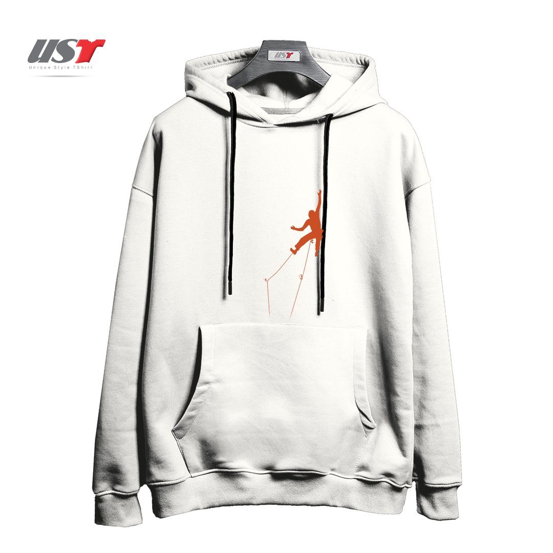 طرح CLIMBER هودی اورسایزرنگ سفید