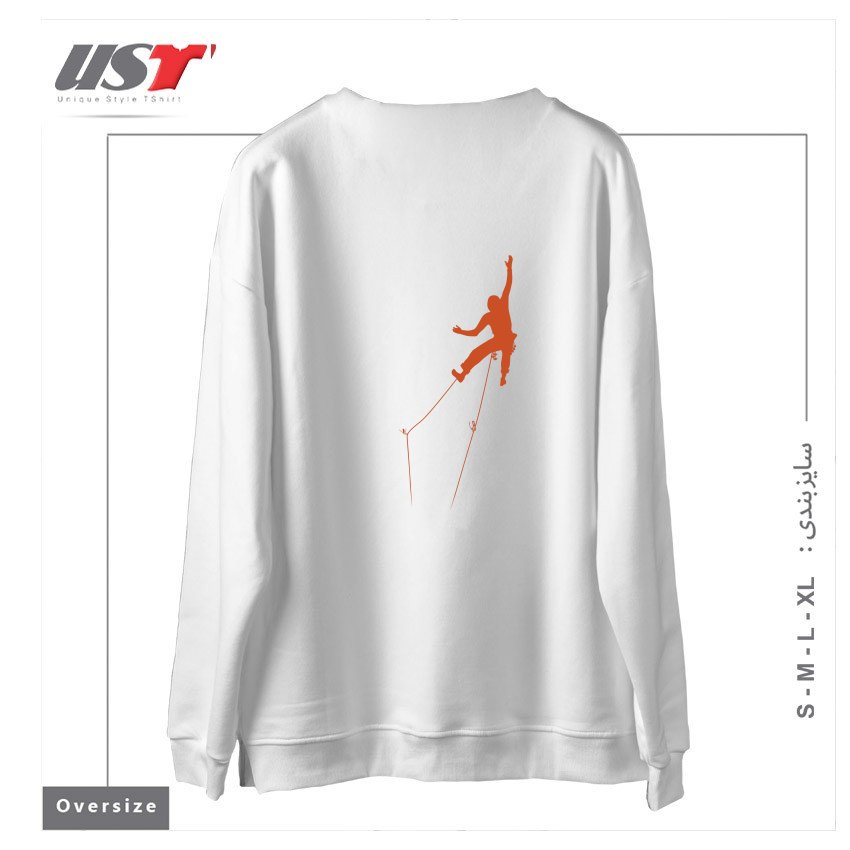 طرح CLIMBER سوییشرت اورسایزرنگ سفید