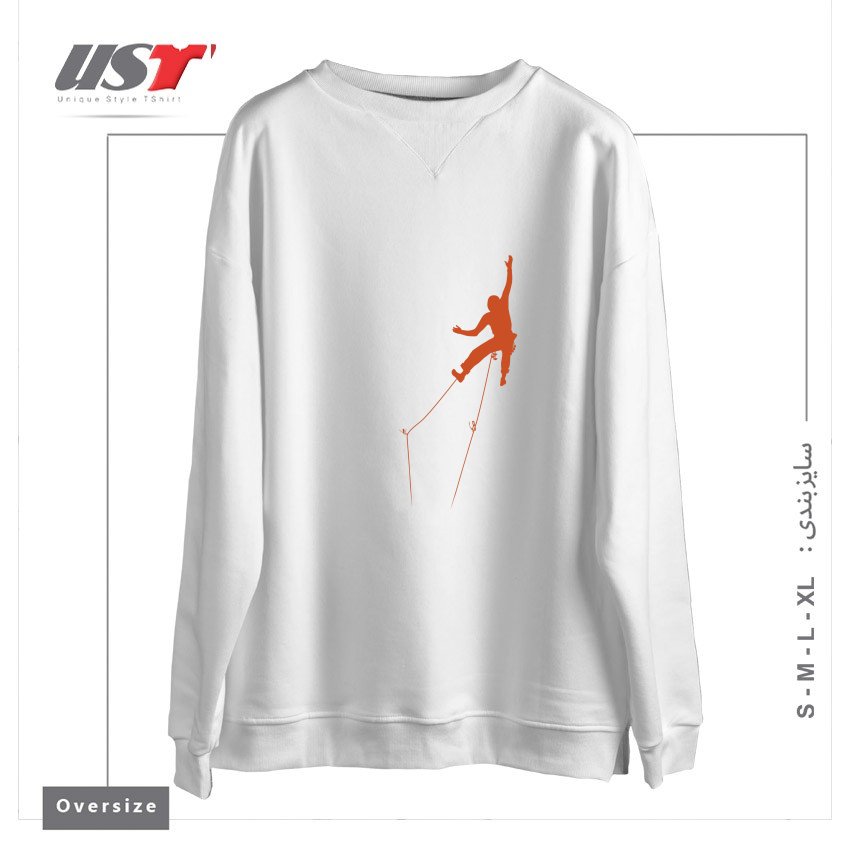 طرح CLIMBER سوییشرت اورسایزرنگ سفید