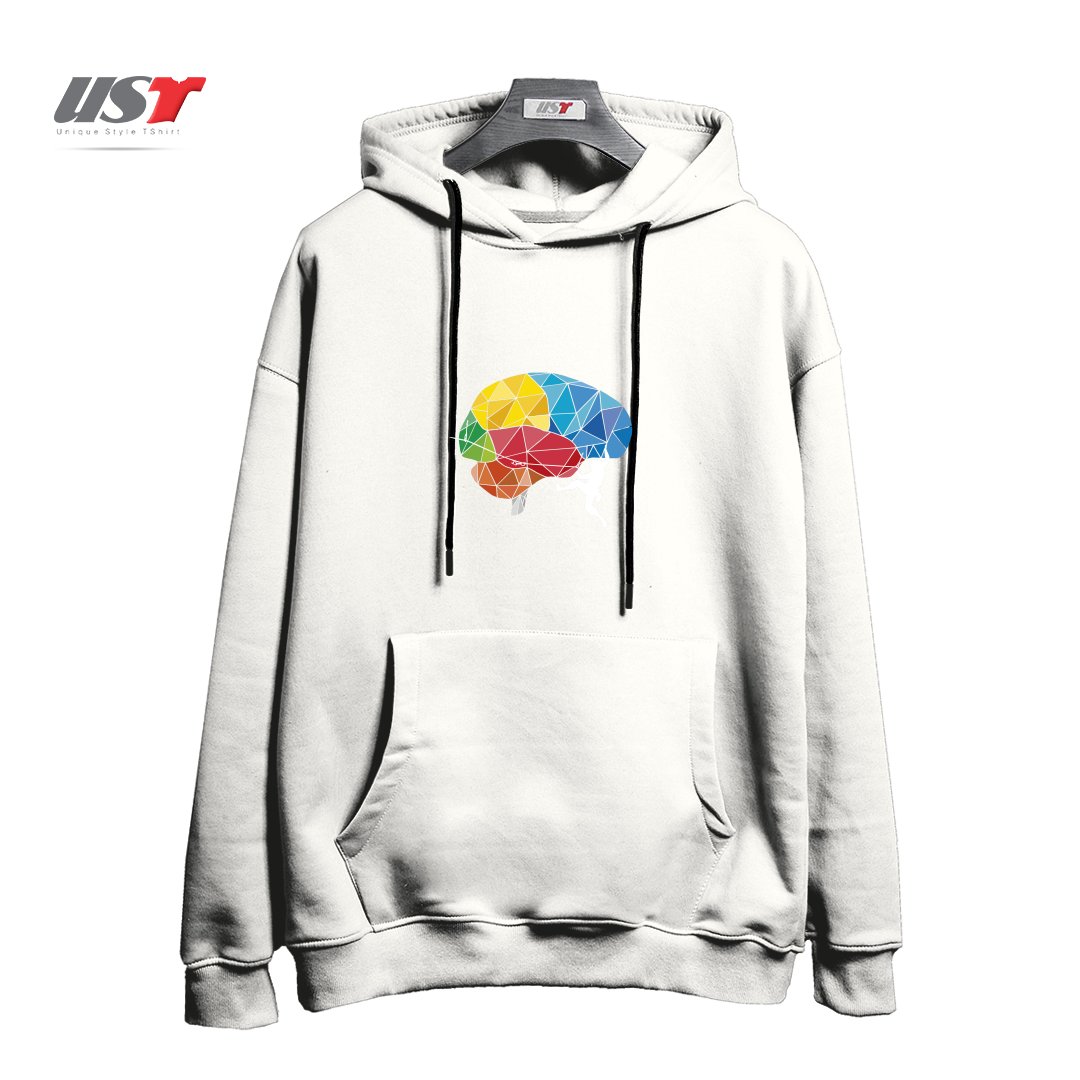 طرح CLIMBING ON THE BRAIN هودی اورسایزرنگ سفید