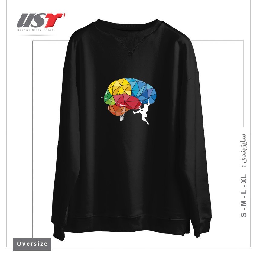 طرح CLIMBING ON THE BRAIN سوییشرت اورسایزرنگ مشکی