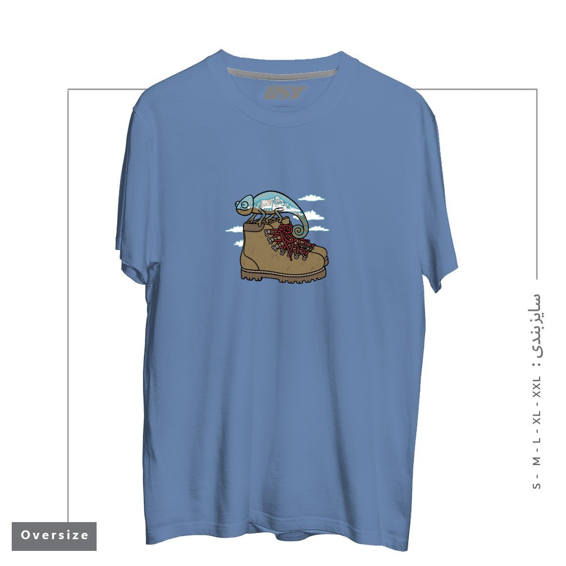 طرح CLIMBING تیشرت اورسایزرنگ آبی نفتی