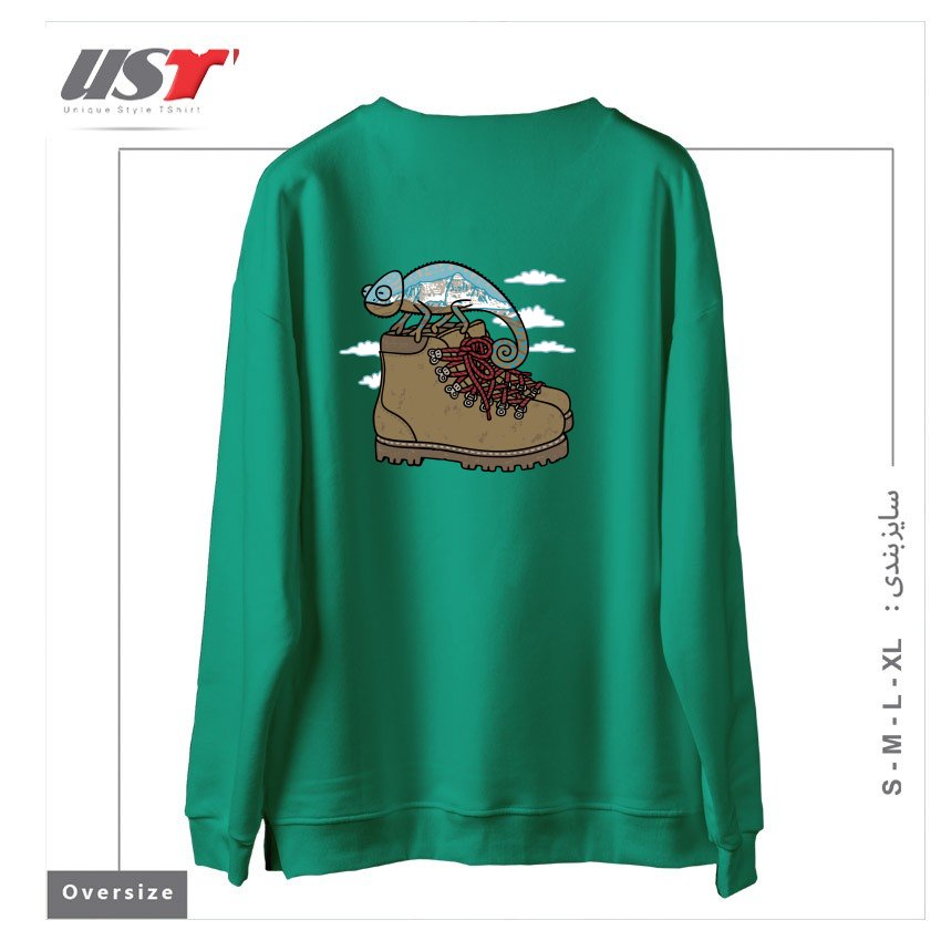 طرح CLIMBING سوییشرت اورسایزرنگ سبز سدری
