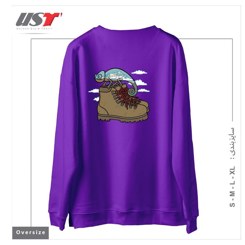 طرح CLIMBING سوییشرت اورسایزرنگ بنفش