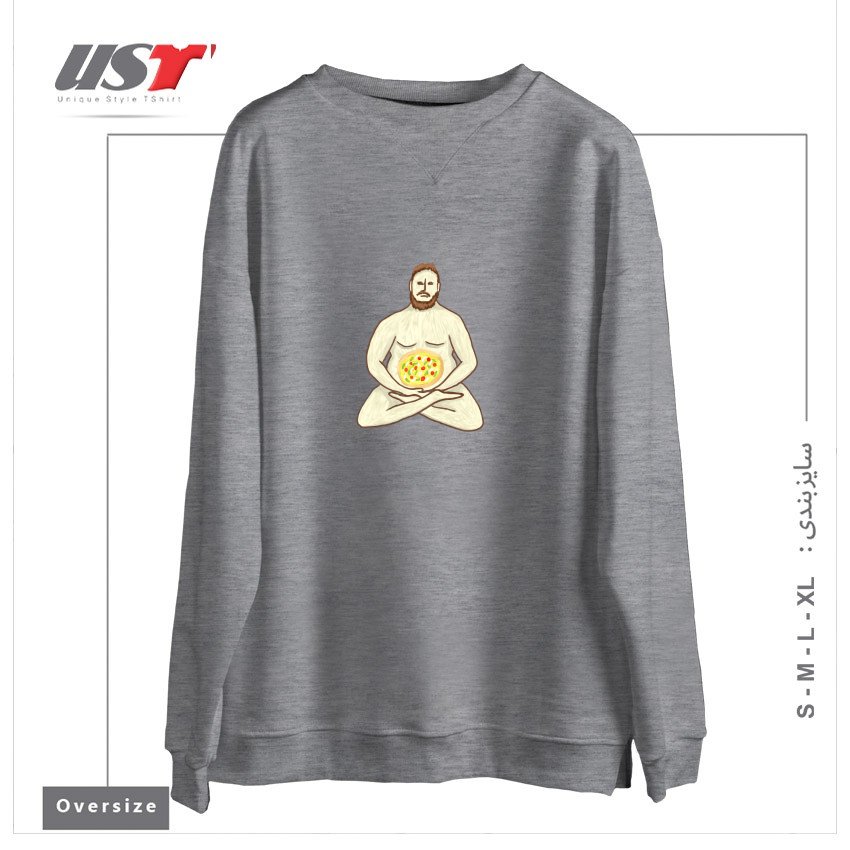 سوییشرت اورسایز طرح YOGA PIZZA