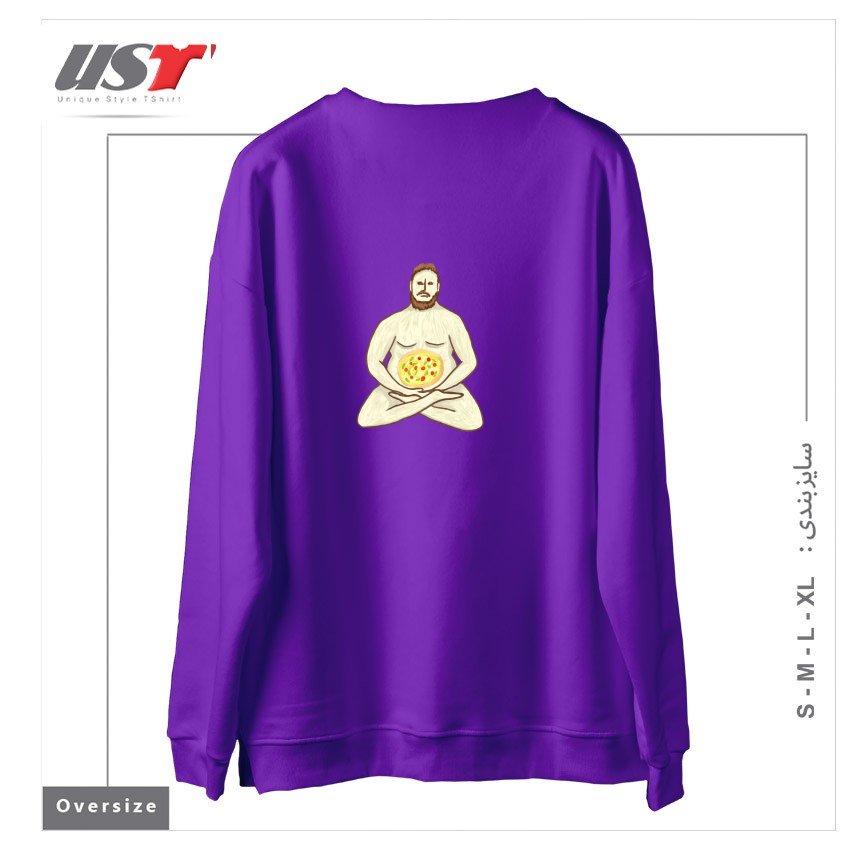طرح YOGA PIZZA سوییشرت اورسایزرنگ بنفش