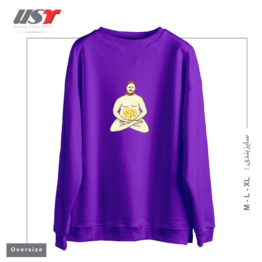 سوییشرت اورسایز طرح YOGA PIZZA