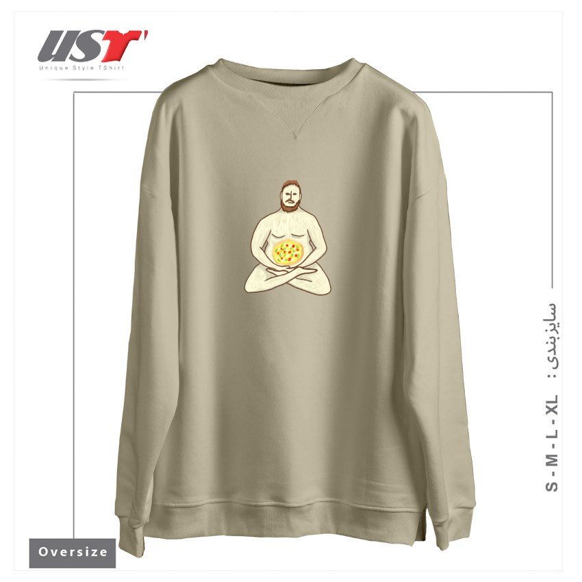 سوییشرت اورسایز طرح YOGA PIZZA