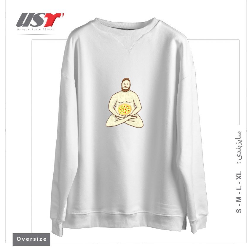 سوییشرت اورسایز طرح YOGA PIZZA