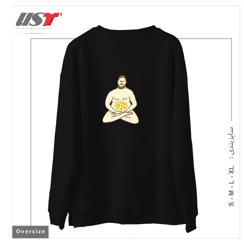 طرح YOGA PIZZA سوییشرت اورسایزرنگ مشکی