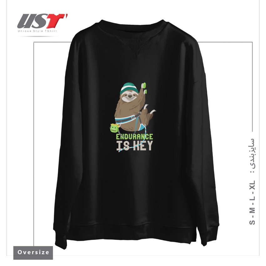 طرح ENDURANCE IS KEY سوییشرت اورسایزرنگ مشکی
