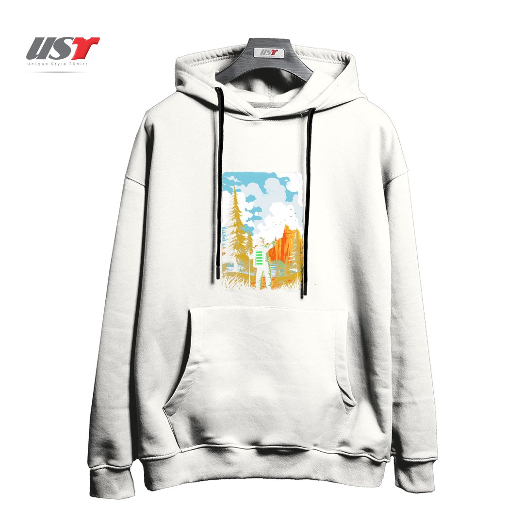 طرح HIKING RECHARGING IN NATURE OUTDOOR BATTERY2121 هودی اورسایزرنگ سفید