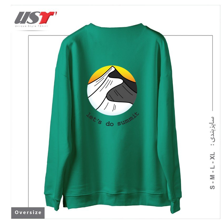 طرح LET'S DO SUMMIT (ON LIGHT) سوییشرت اورسایزرنگ سبز سدری