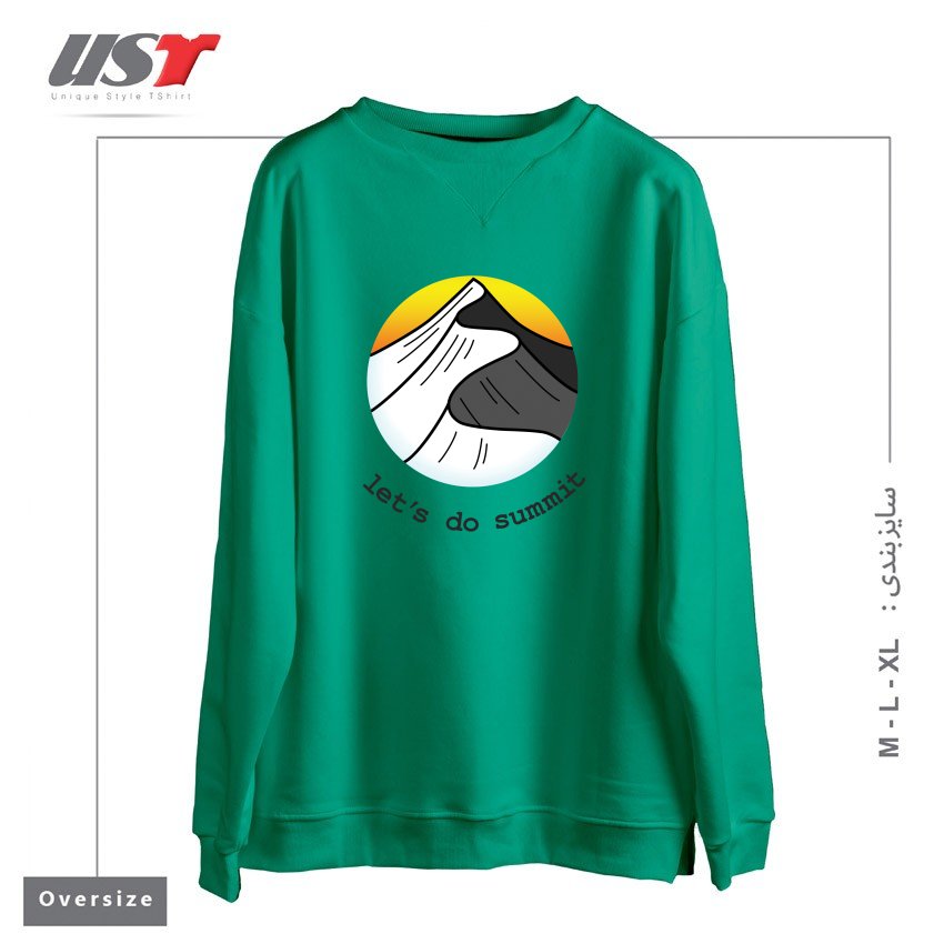طرح LET'S DO SUMMIT (ON LIGHT) سوییشرت اورسایزرنگ سبز سدری