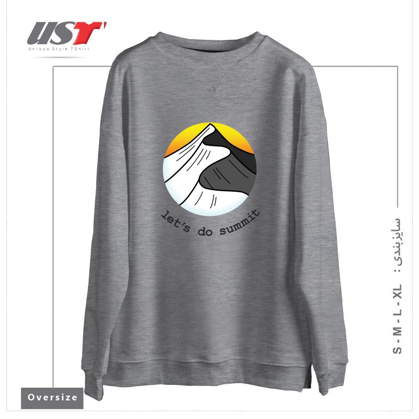 طرح LET'S DO SUMMIT (ON LIGHT) سوییشرت اورسایزرنگ طوسی ملانژ