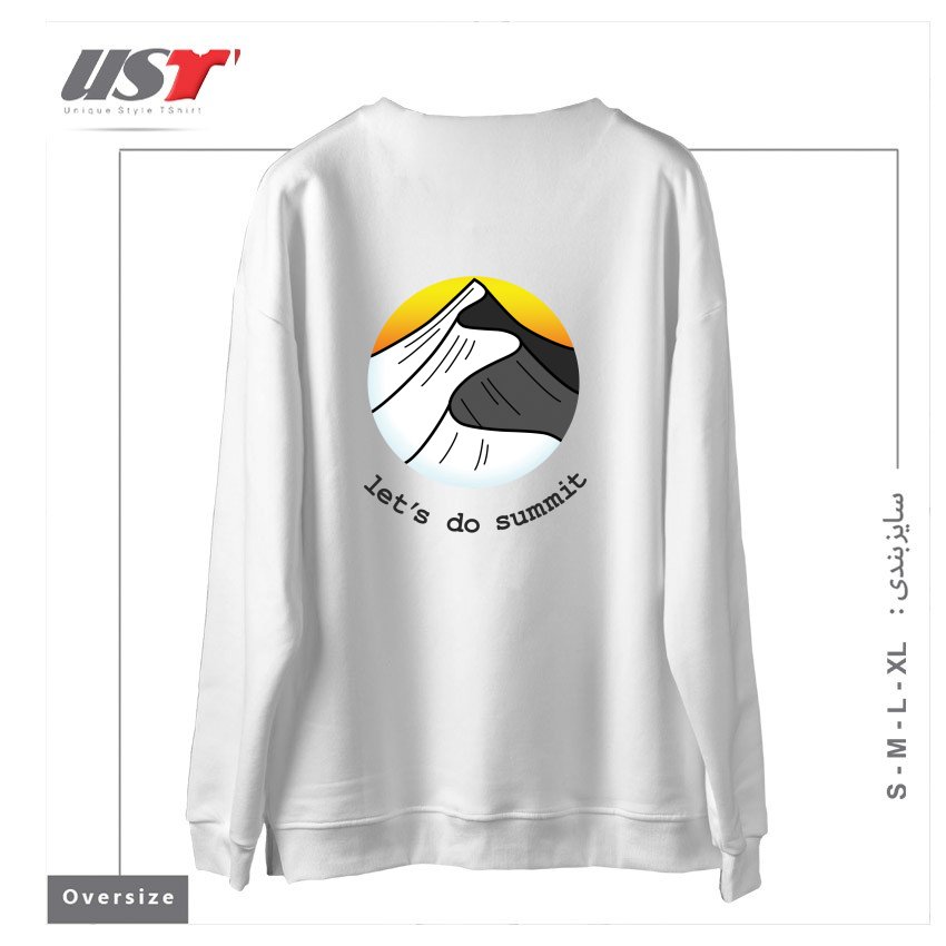 طرح LET'S DO SUMMIT (ON LIGHT) سوییشرت اورسایزرنگ سفید