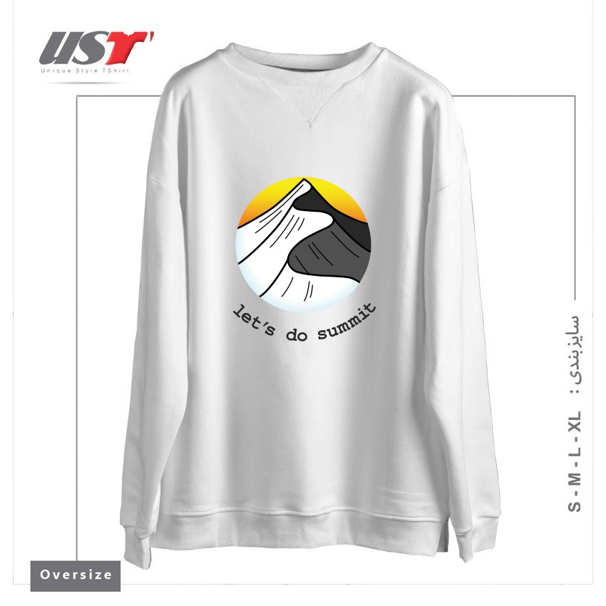 طرح LET'S DO SUMMIT (ON LIGHT) سوییشرت اورسایزرنگ سفید
