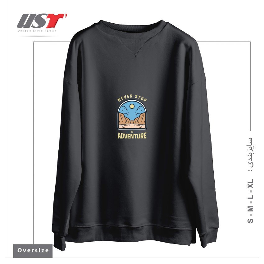 سوییشرت اورسایز طرح MOUNTAIN ADVENTURE VIEW ILLUSTRATION