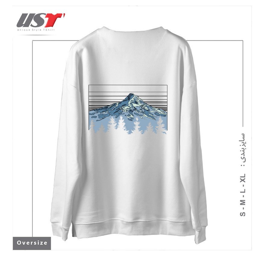 طرح MY HOOD سوییشرت اورسایزرنگ سفید