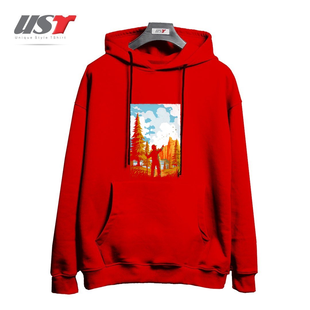 طرح NATIONAL PARK TRADITIONAL DESIGN1165415 هودی اورسایزرنگ قرمز