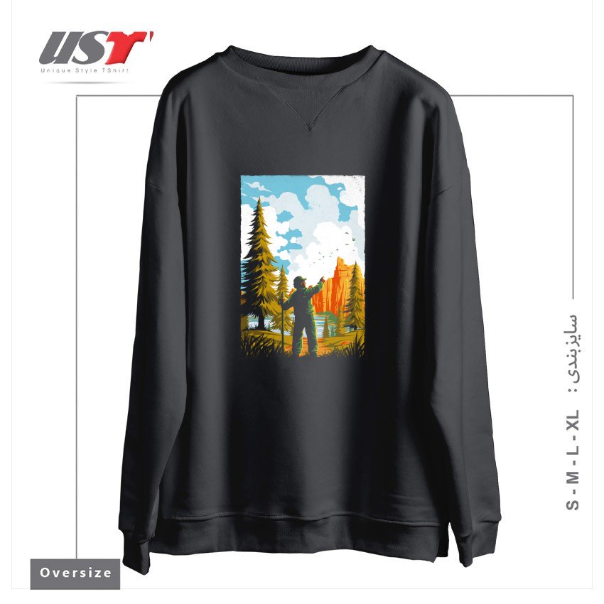 طرح NATIONAL PARK TRADITIONAL DESIGN1165415 سوییشرت اورسایزرنگ دودی