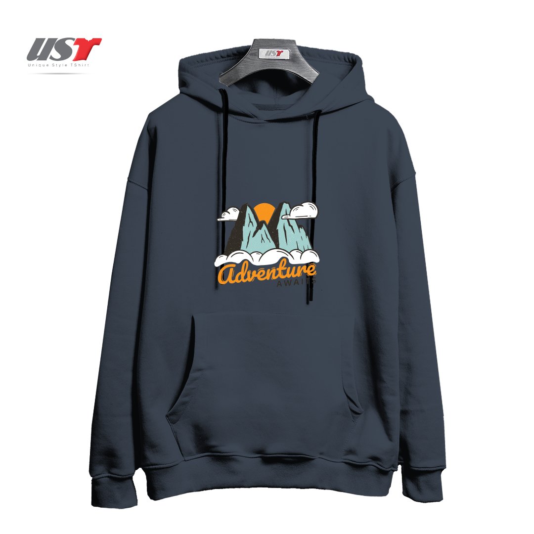 طرح NATURE - ADVENTURE AWAITS هودی اورسایزرنگ دودی