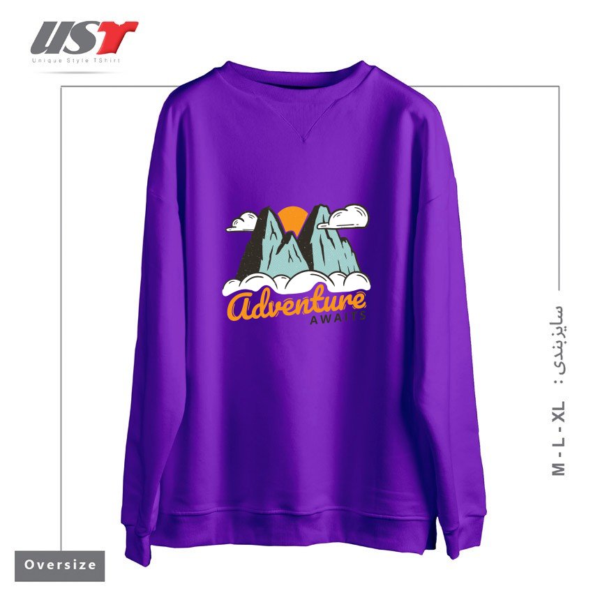 سوییشرت اورسایز طرح NATURE - ADVENTURE AWAITS