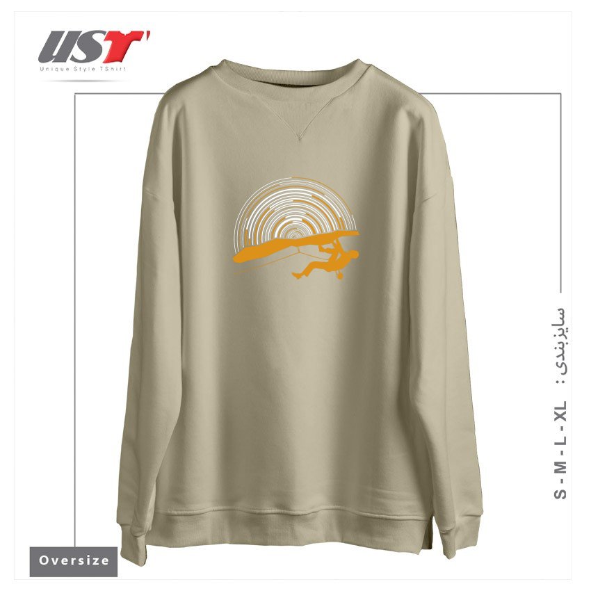 طرح NIGHT CLIMBER سوییشرت اورسایزرنگ نخودی