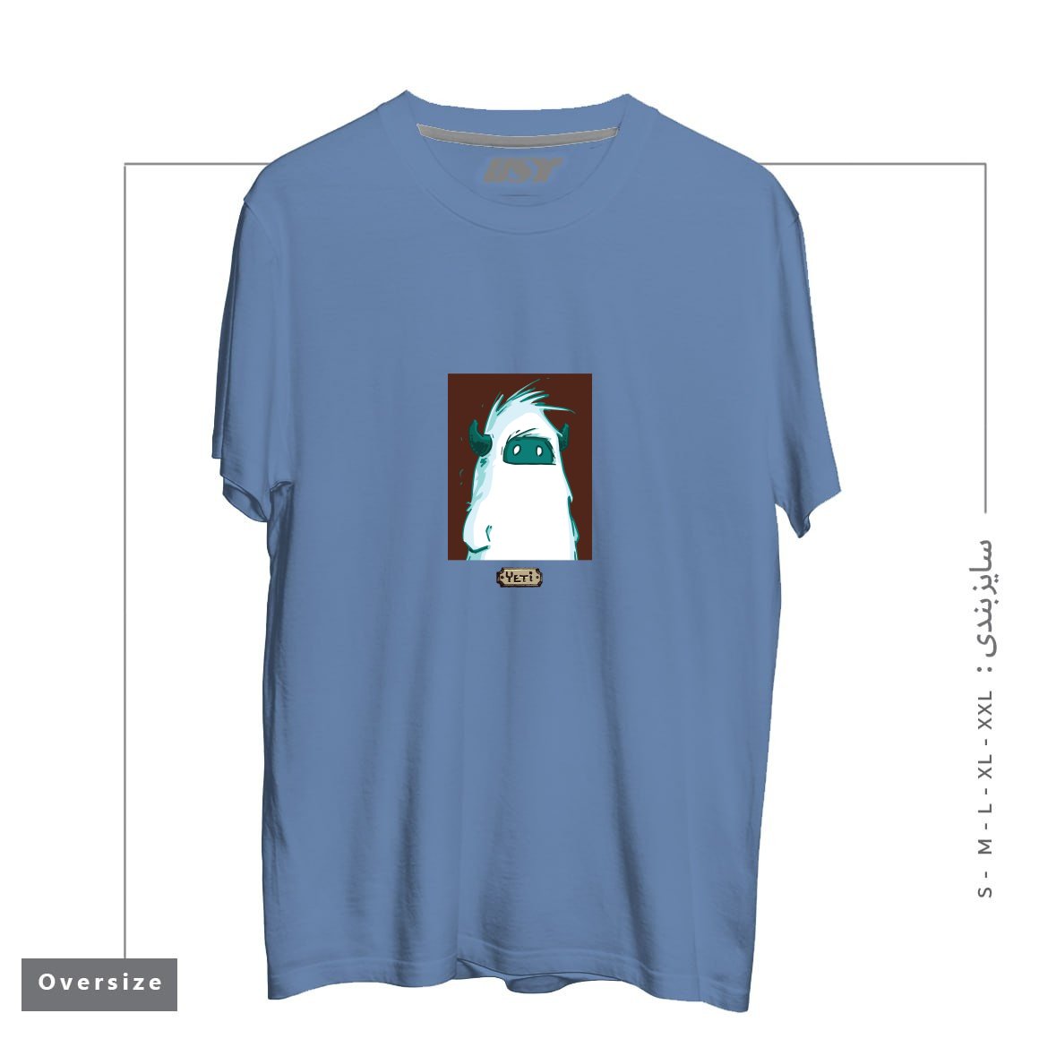 طرح YETI PORTRAIT - FROM SASQANDYETI.CA215165 تیشرت اورسایزرنگ آبی نفتی