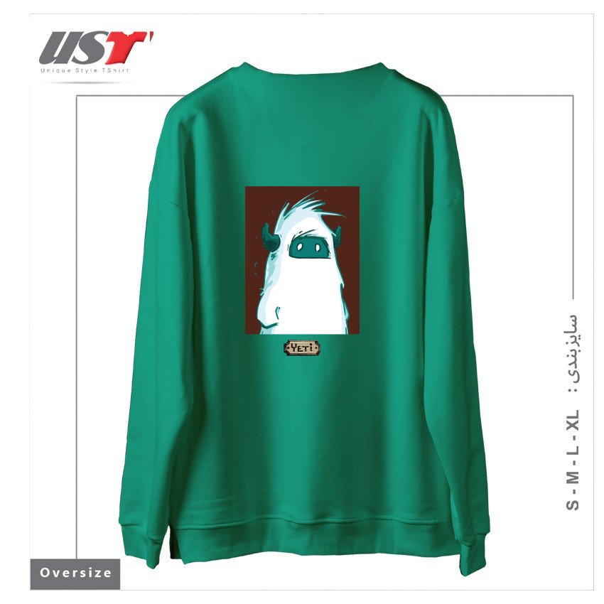 طرح YETI PORTRAIT - FROM SASQANDYETI.CA215165 سوییشرت اورسایزرنگ سبز سدری
