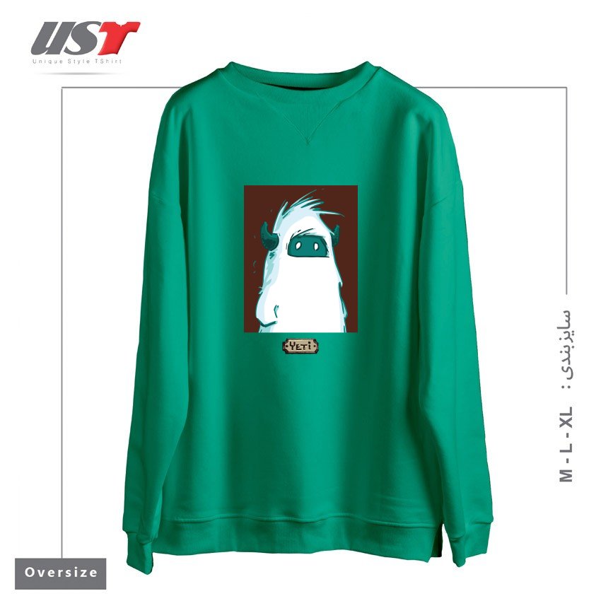 طرح YETI PORTRAIT - FROM SASQANDYETI.CA215165 سوییشرت اورسایزرنگ سبز سدری