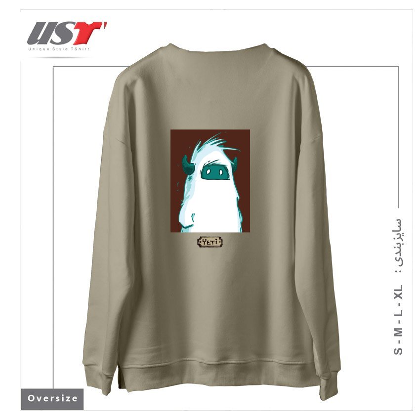 طرح YETI PORTRAIT - FROM SASQANDYETI.CA215165 سوییشرت اورسایزرنگ نخودی