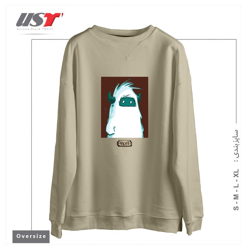 طرح YETI PORTRAIT - FROM SASQANDYETI.CA215165 سوییشرت اورسایزرنگ نخودی