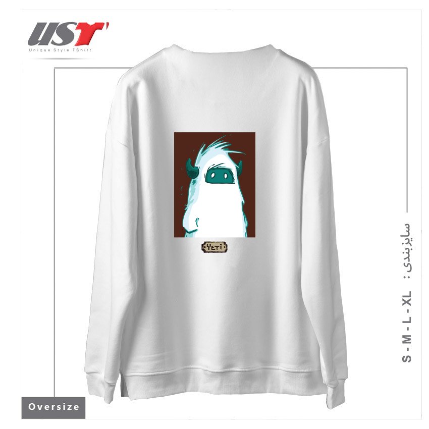 طرح YETI PORTRAIT - FROM SASQANDYETI.CA215165 سوییشرت اورسایزرنگ سفید