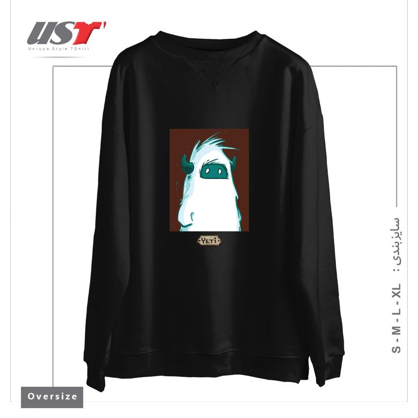 طرح YETI PORTRAIT - FROM SASQANDYETI.CA215165 سوییشرت اورسایزرنگ مشکی