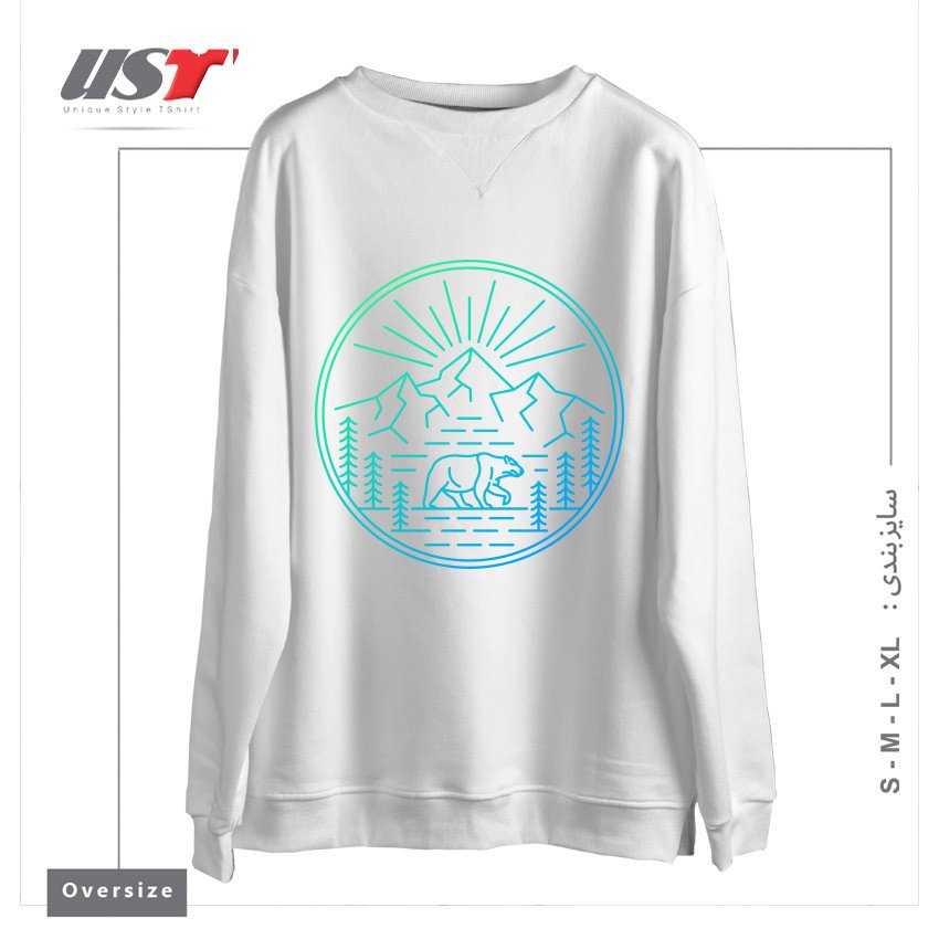 طرح WILDERNESS BEAR سوییشرت اورسایزرنگ سفید