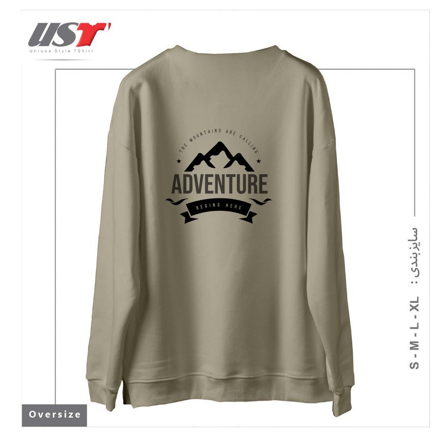 طرح THE MOUNTAINS ARE CALLING T-SHIRT سوییشرت اورسایزرنگ نخودی