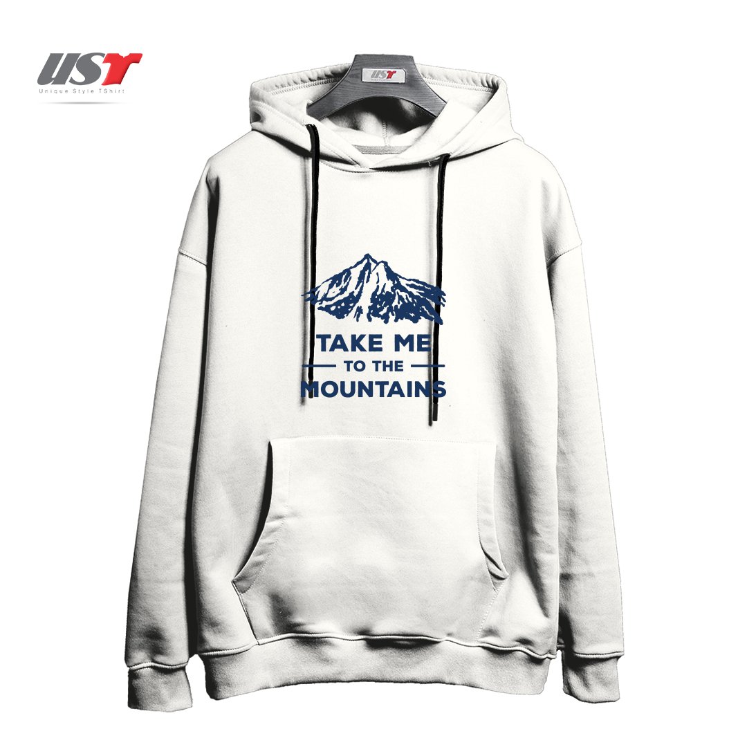 طرح TAKE ME TO THE MOUNTAINS T-SHIRT هودی اورسایزرنگ سفید