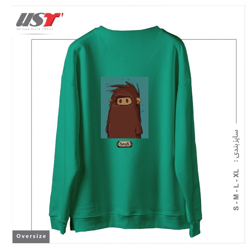 طرح SASQ PORTRAIT - FROM SASQANDYETI.CA سوییشرت اورسایزرنگ سبز سدری